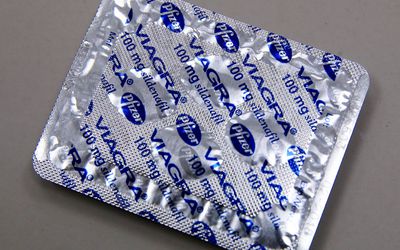 A blister pack of Viagra pills.
